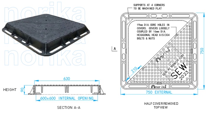 Ductile Iron Medium Duty Manhole Cover & Frame (A2-Grade)